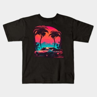 Retro Car in Synthwave Style retrowave Kids T-Shirt